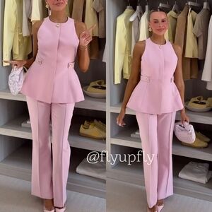 Zara 2 Pc Set Peplum Vest and Pants Pink